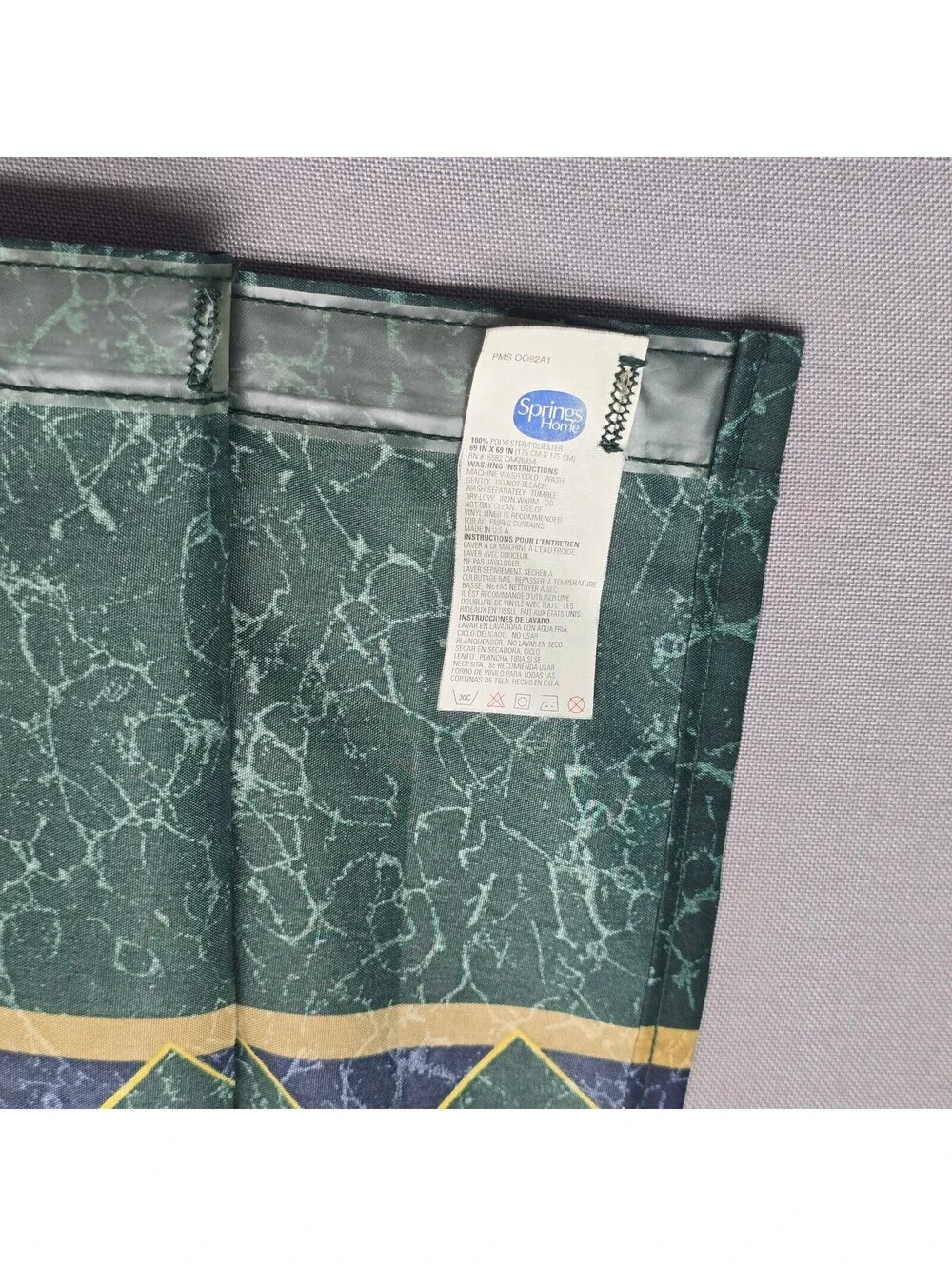 90s Vintage Springs Home Shower Curtain Green Burgundy Crackle Brocade 69x69